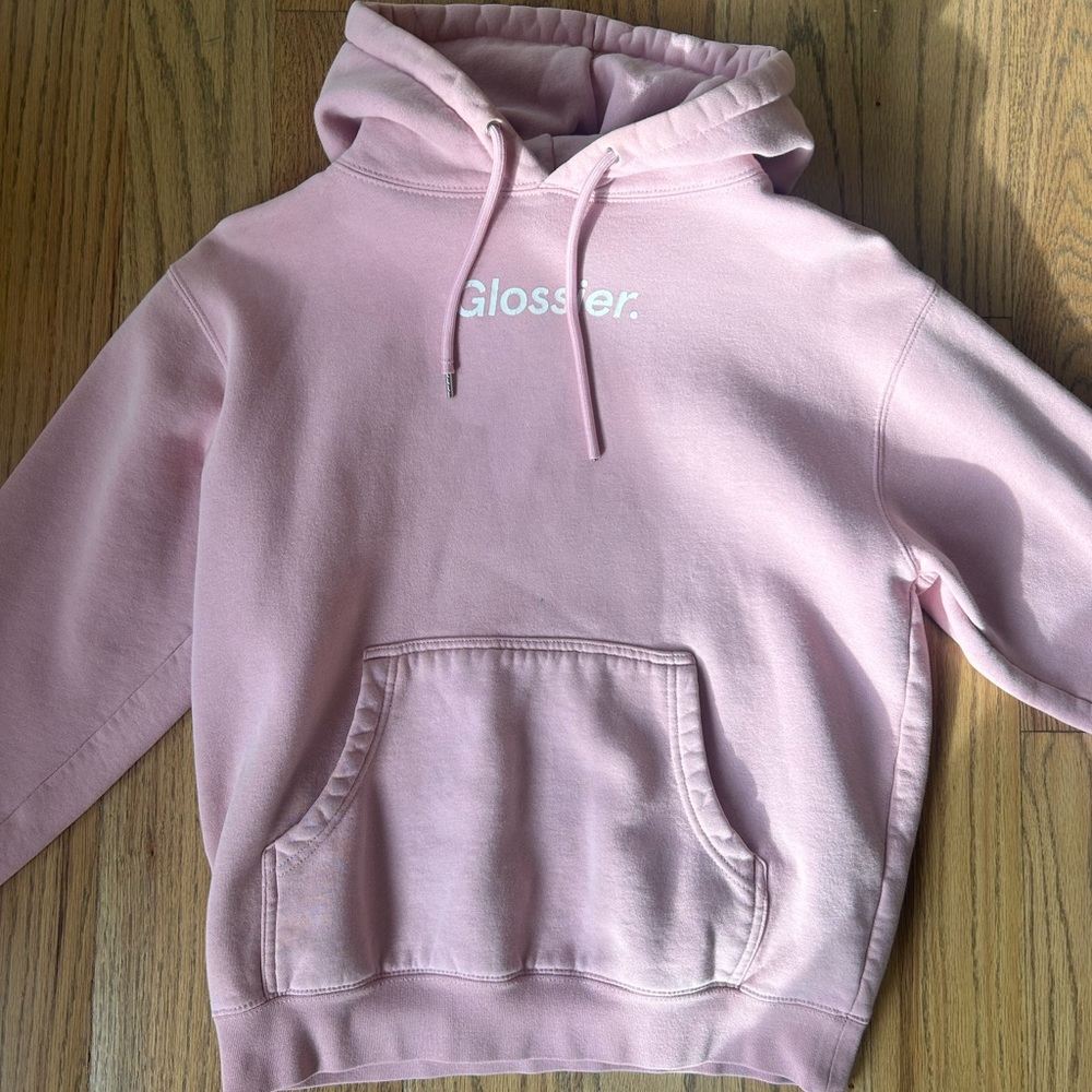Glossier Light Pink Pullover Hoodie